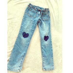 CREWCUTS by J Crew girls heart patch jeans